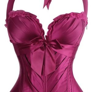 NWT Burlesque Halter Reddish Pink Corset By Charmian
